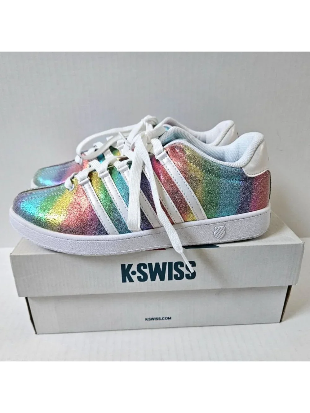 K Swiss Classic VN Varsity Rainbow Pride Sneakers Girls Youth 7 Womens 8.5 NEW